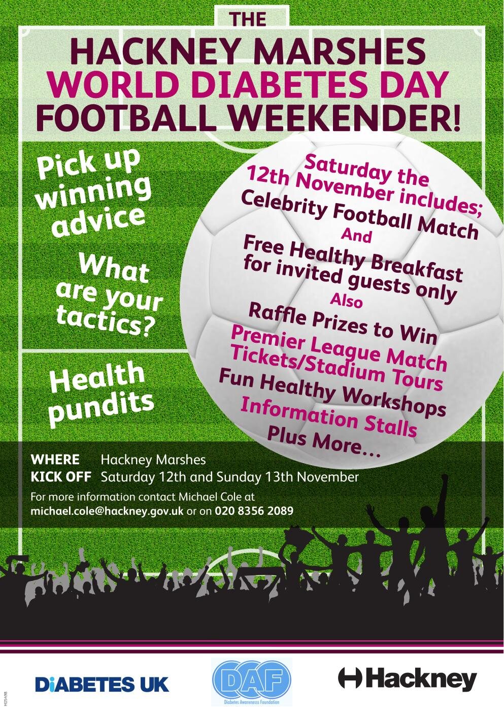 World Diabetes Day football weekender poster